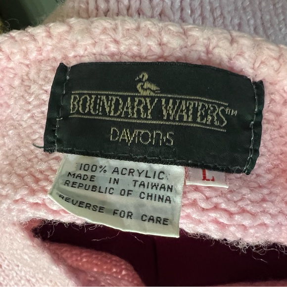 Boundary Waters Daytons Baby Pink Cardigan Sweater Vintage 80s Size L - Picture 8 of 8